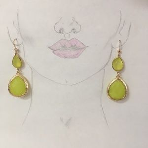 Acrylic Pear Shaped Lime Dangle Earrings